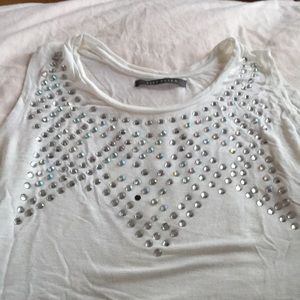 Suzy shier embellished top white rhinestone size M